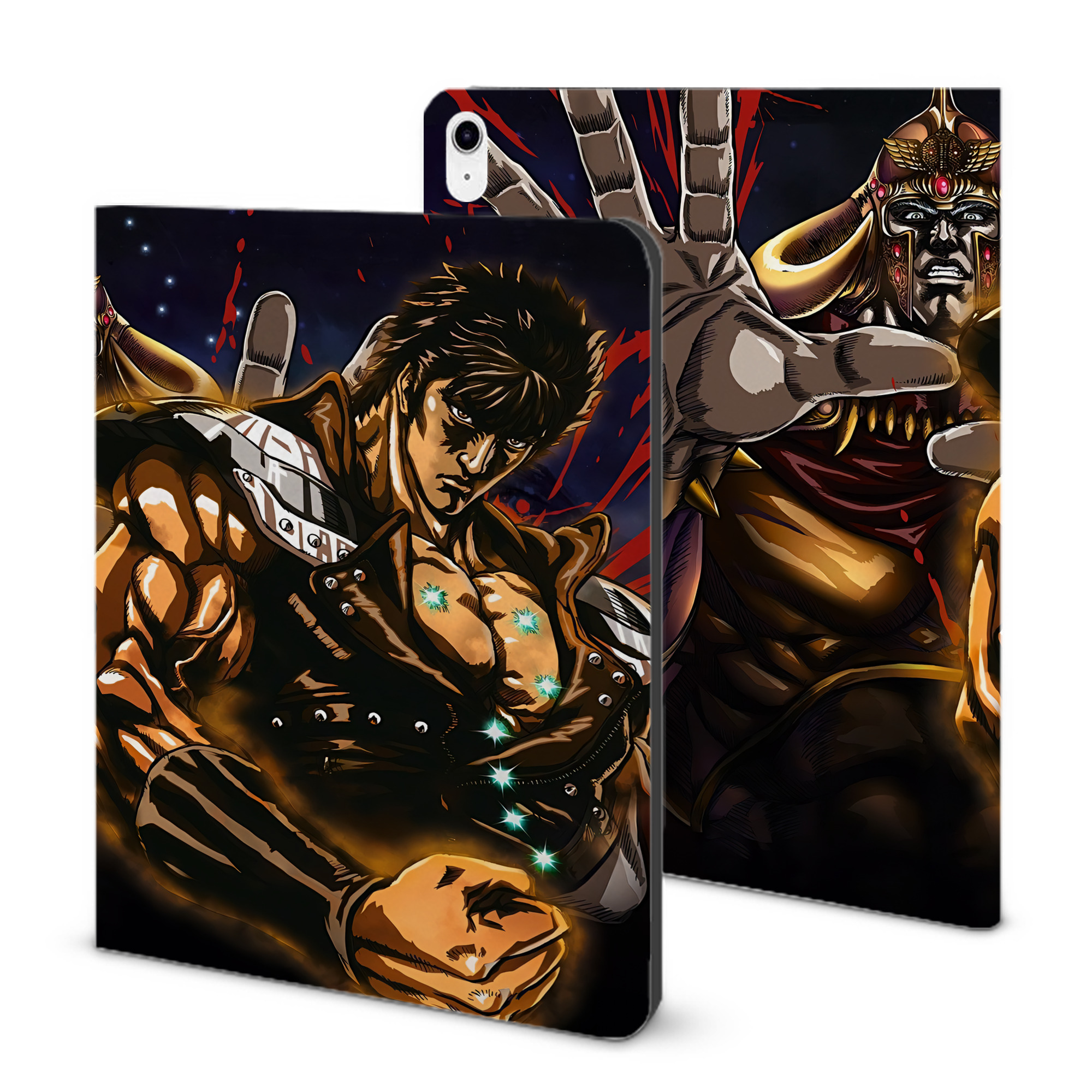 （画像用） 北斗の拳 Fist of the North Star IPad ケース ブック型 PUレザー TPU 耐衝撃 軽量 薄型 ペン収納なし 全面保護 IPad 各モデル対応